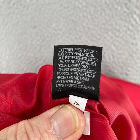 Tahari Jacket Womens 16 Petite Red Zip Pockets Open Front Blazer Stretch Office - Picture 8 of 11